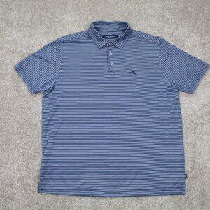 Tommy Bahama Polo Shirt Mens Large Blue Pima Cotton/Poly Short‎ Sleeve Pullover